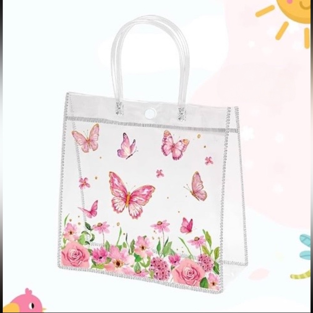 Clear Butterfly & Floral Tote Bag